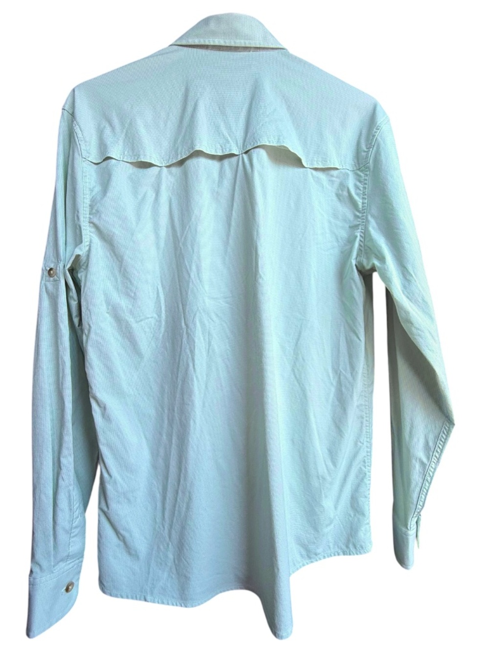 Poncho The Topwater Long Sleeve Turf Green Microcheck Button Down Shirt Sz M - Picture 5 of 9